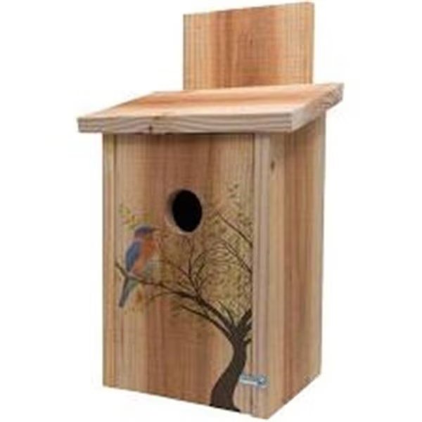 S&K BBHC-1 Decorative Bird in Tree Design on Cedar Blue Bird House, S&K, Mfr#: BBHC-1